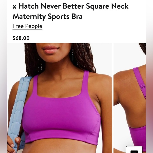 NWT Free People movement x Hatch Never Better square neck maternity bra Med Pink - Picture 9 of 10
